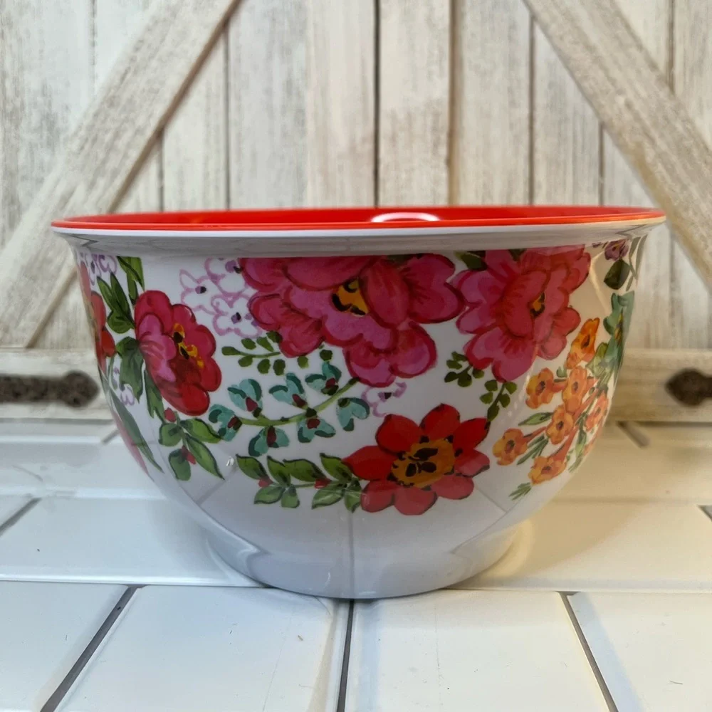 The pioneer women Floral melamine Bowl with Red Interior